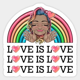 love is love rainbow with Reva Prisma hugging emoji Sticker